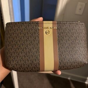 Michael Kors Elegant Brown and Cream Wristlet